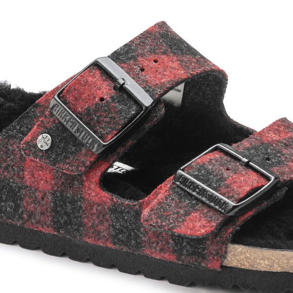 Birkenstock Men's Arizona Shearling Wool Plaid Red Sandals US10 EU43 1018111 - Picture 3 of 6